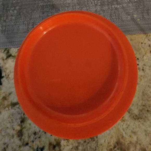 Vintage Anchor Hocking Floral Design Glass Container Red/Orange Lid - Picture 2 of 5